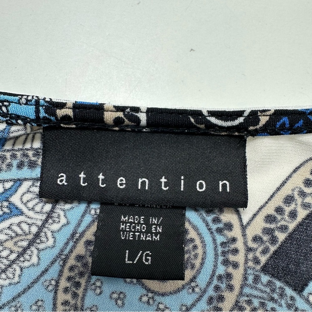 Attention V Neck Blue and Black Paisley Dress - Picture 4 of 9